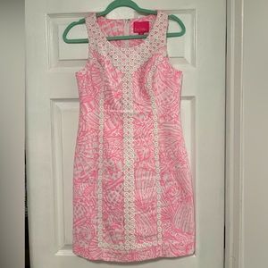 Lilly Pulitzer Macfarlane Stretch Shift Dress- Pelican Pink Sea Cups